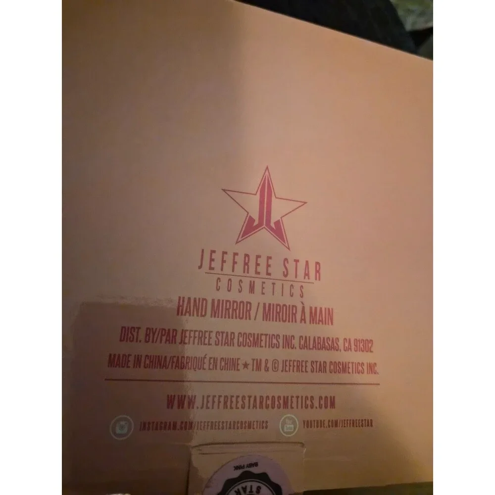 Jeffree Star Cosmetics Pink Chrome 'Jeffree Star Approved' Hand Mirror IOB New!